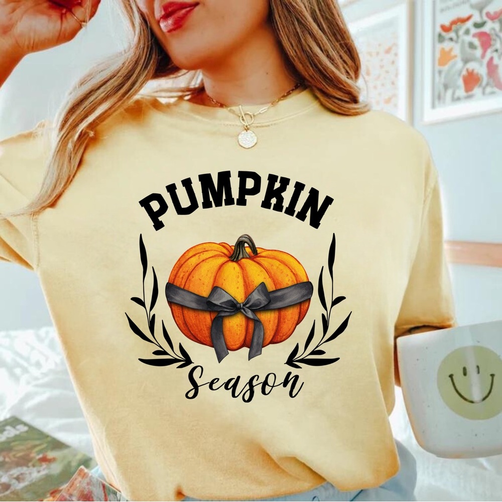 Fall Shirt  Boho Floral Pumpkins T-Shirt HalloweenThanksgiving Oversized Trendy
